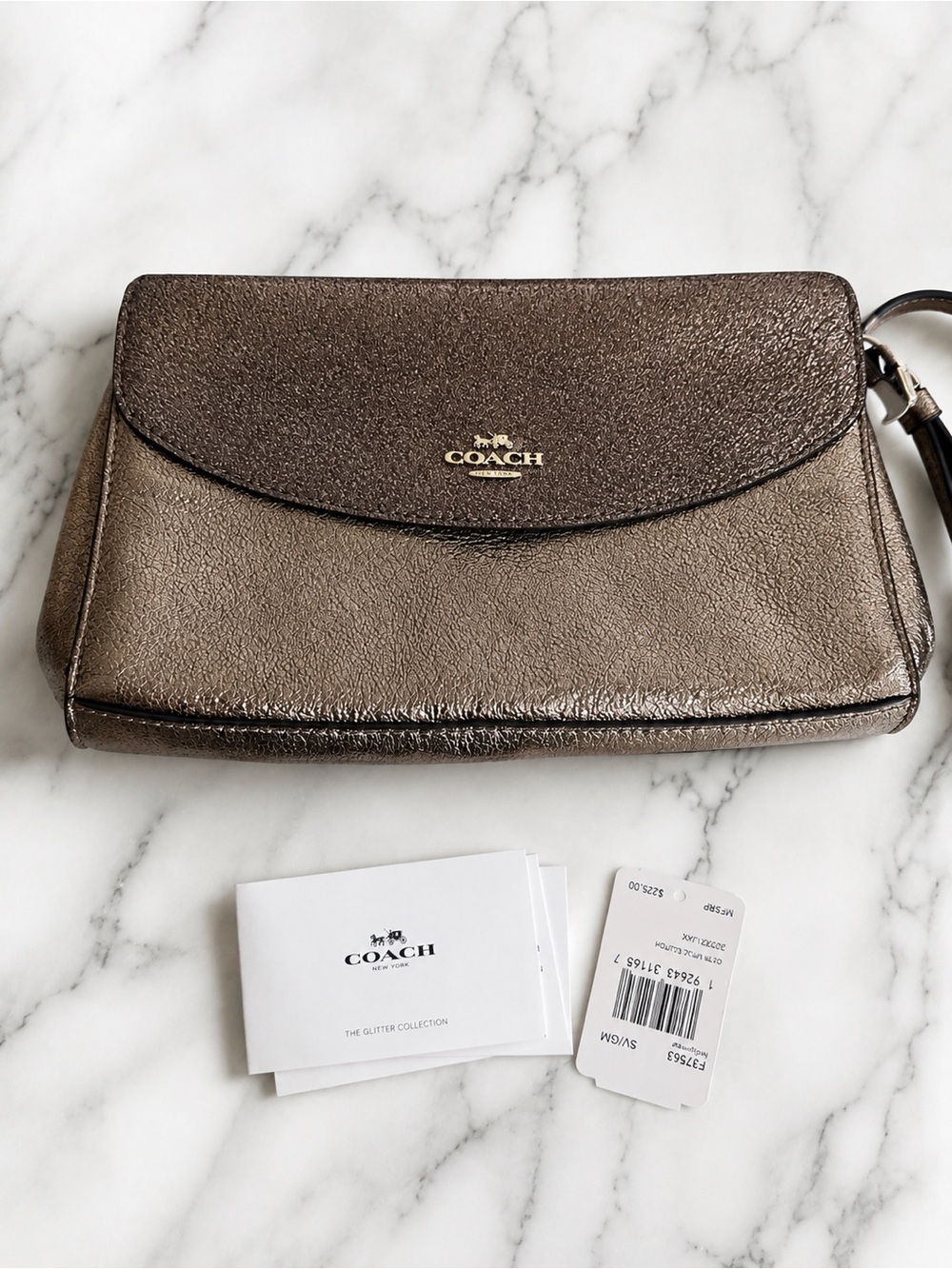 NWT Coach Glitter Metallic Clutch NWT